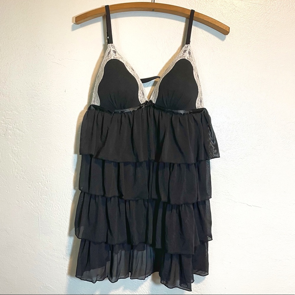 Jezebel Black Sheer White Lace Teddy